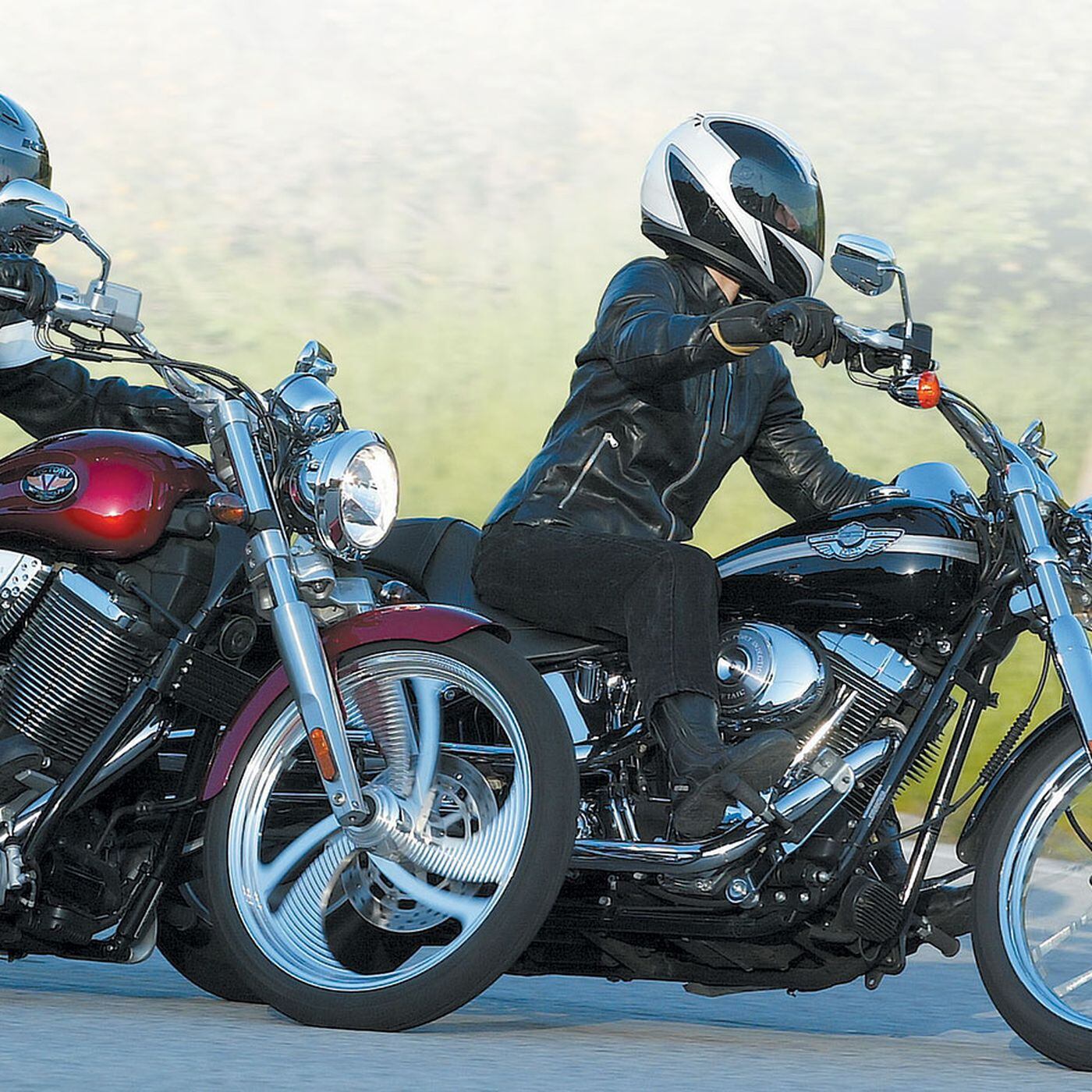 Motorcycle Comparison Road Test Harley Davidson Softail Deuce Vs Victory Vegas Motorcycle Cruiser