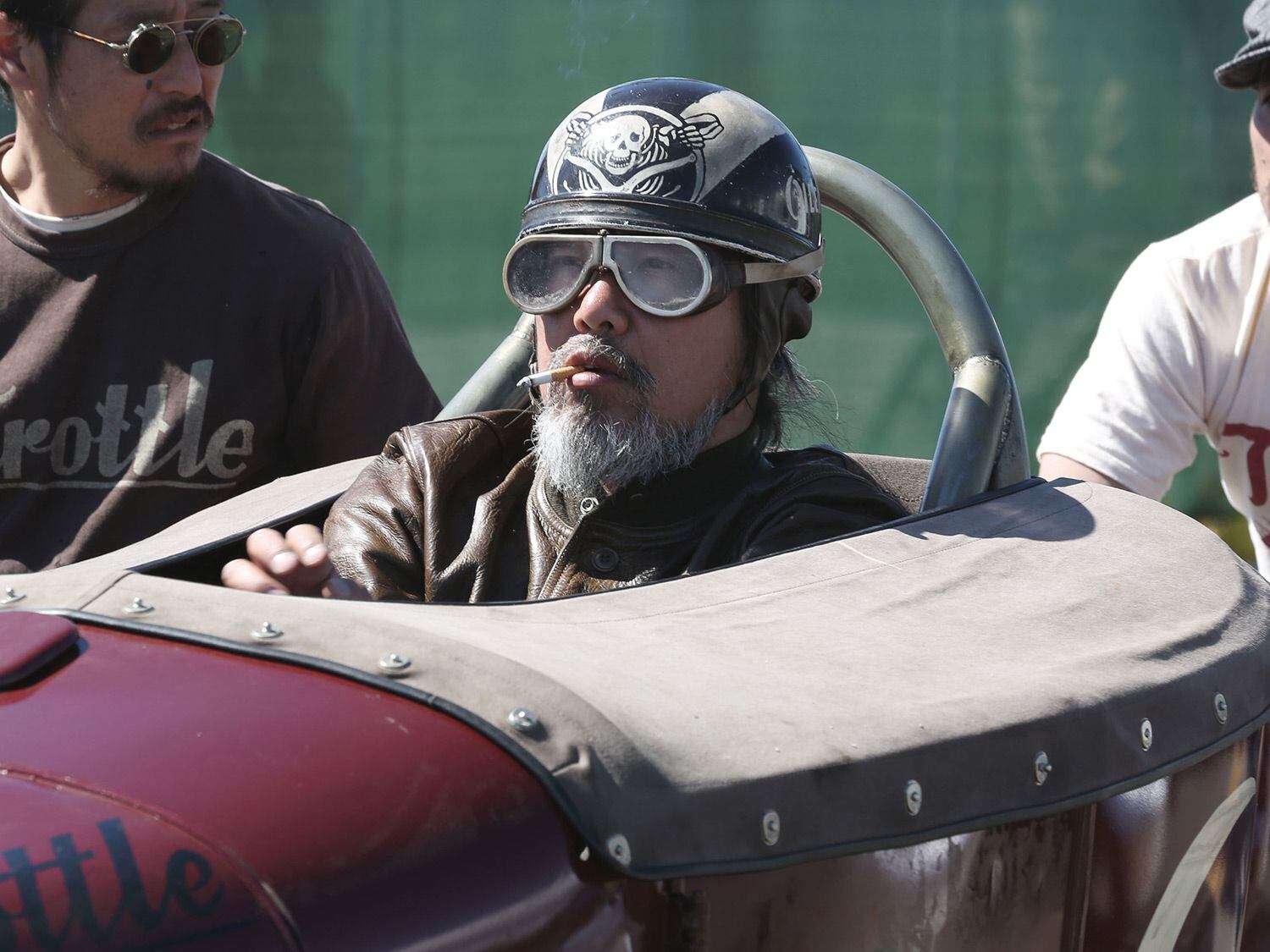 Atsushi Yasui with the thousand-yard stare as he gets pushed up to the starting line.