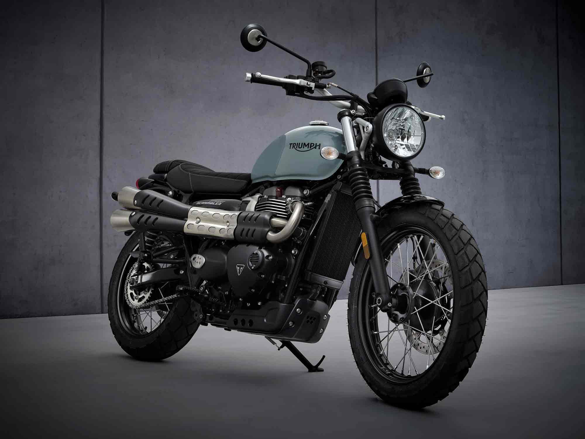 Here’s the base-model Street Scrambler. Both bikes get modest engine revisions to meet Euro 5 emissions standards and subtle styling updates as well.