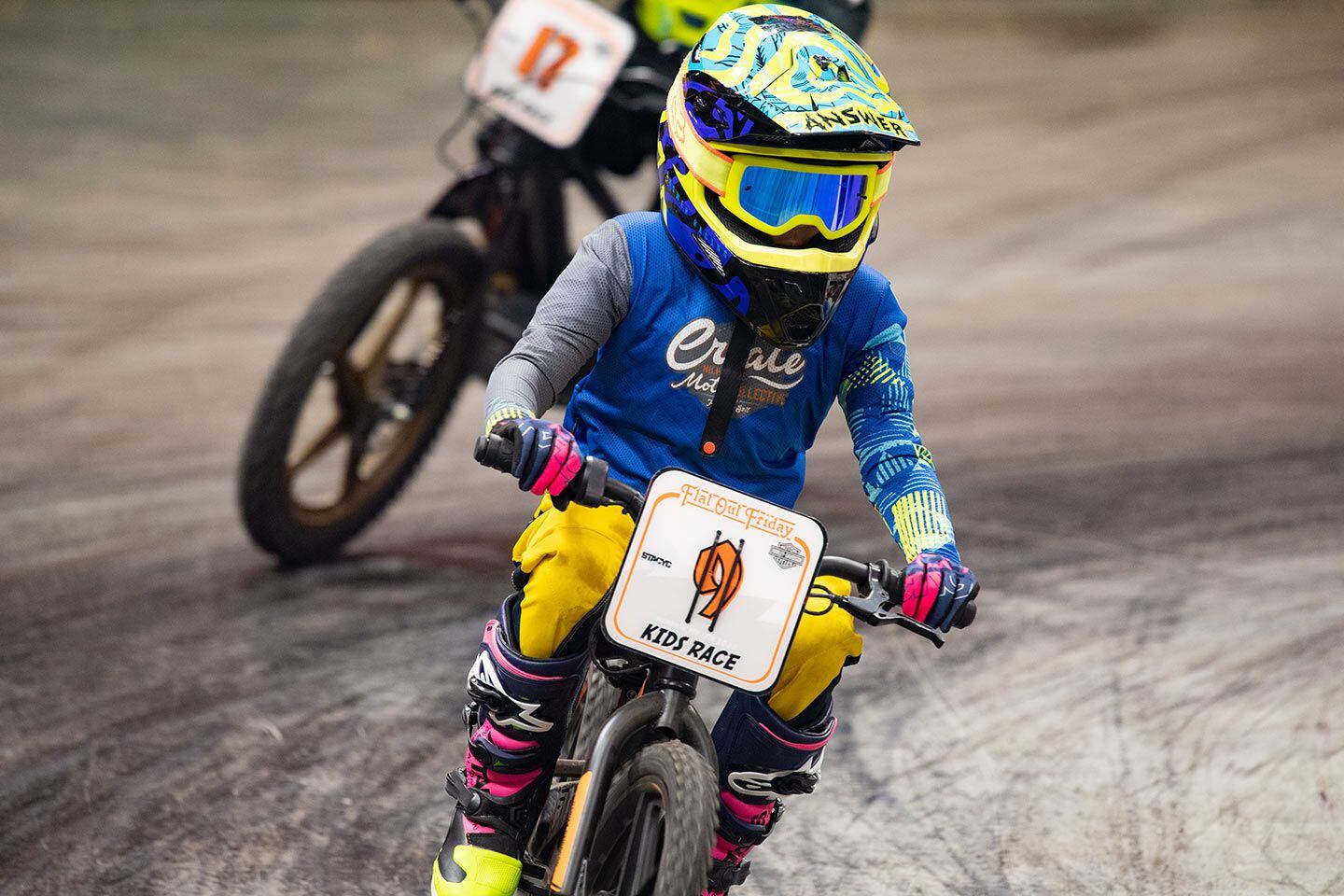 Gun it and run it: A Peewee competitor looks ahead to possible glory.