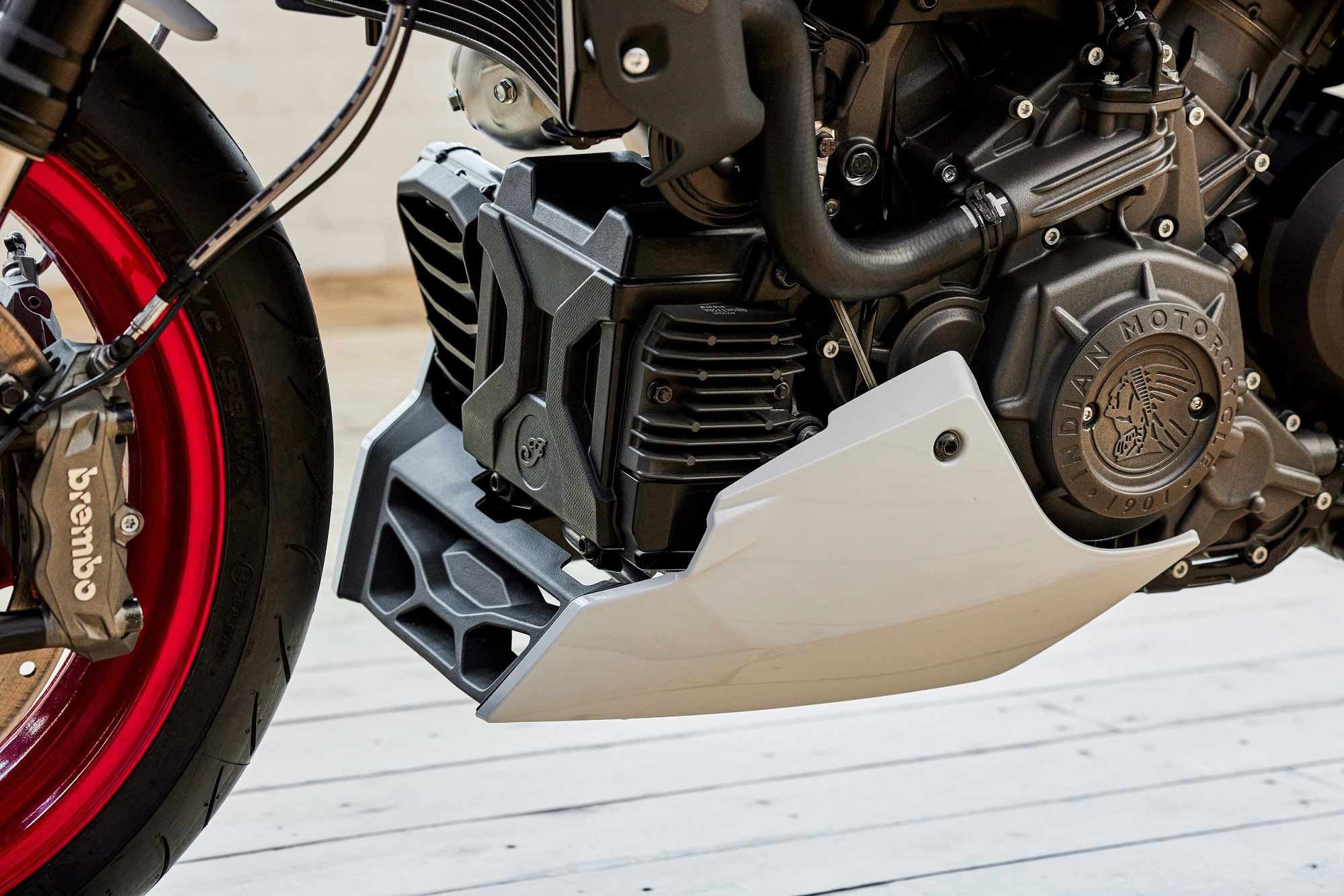 Chin fairing and rear seat cowl underscore the FTR Sport’s “performance styling,” though the V-twin engine is unchanged for 2023.