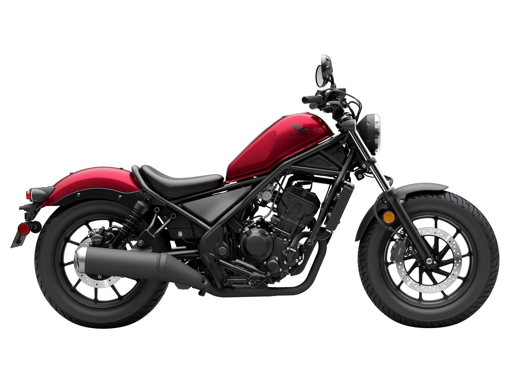 The smallest Rebel, the 300, is also back with no changes for 2023, though you can have it in this new Candy Diesel Red.