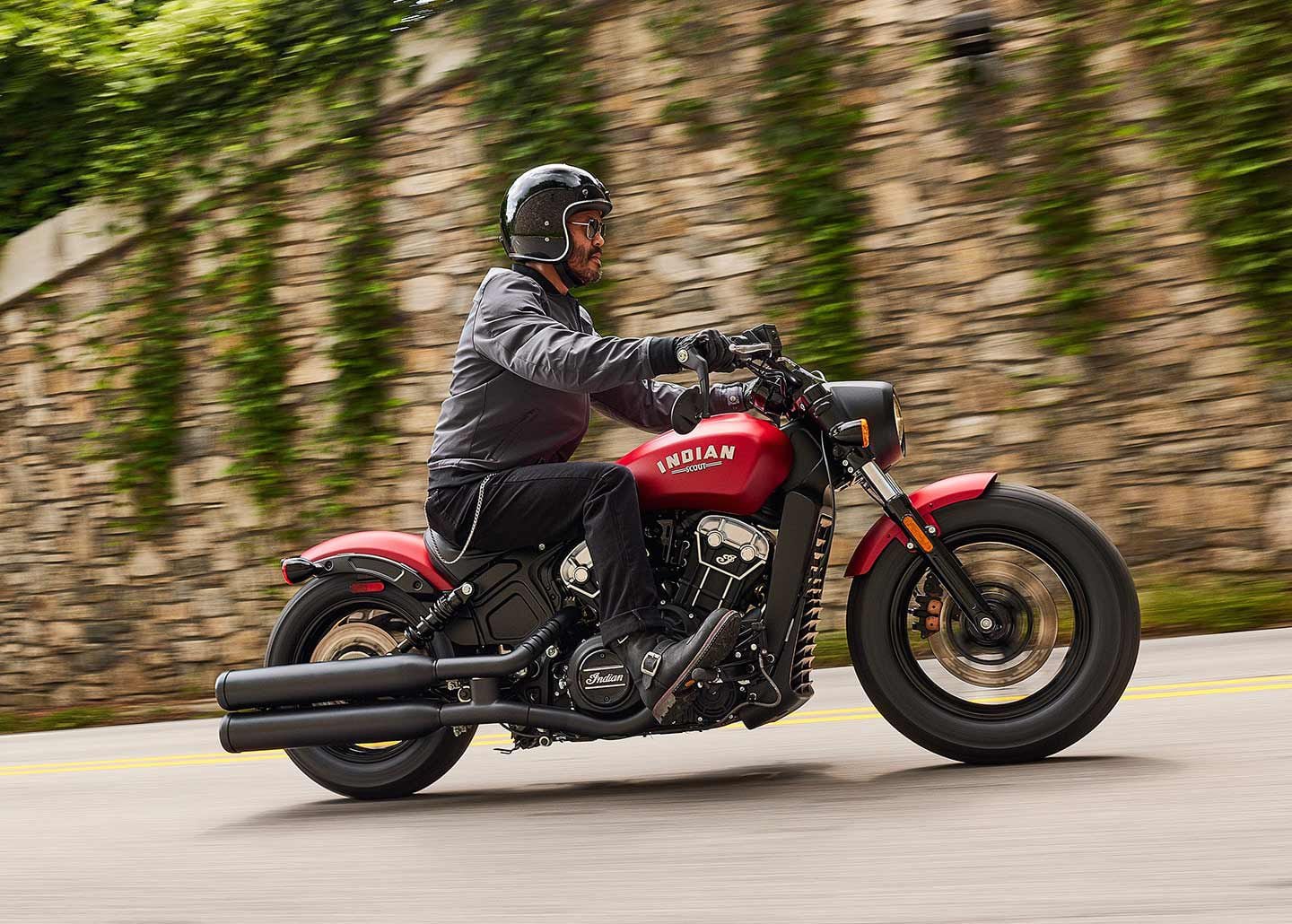 You get the same 69ci V-twin on the Scout Bobber as on the Scout, but with a blacked-out and stripped-down style. Again, there are no changes, and for 2024 the pricier color options are the Indy Red you see here, along with Copper Smoke or Stealth Gray Azure Crystal, all of which come with ABS. Other available colors are Sunset Red Smoke or Springfield Blue Metallic, and Silver Quartz Smoke, Black Smoke, or Sagebrush Smoke. The base model in Black Metallic without ABS goes for $12,249.