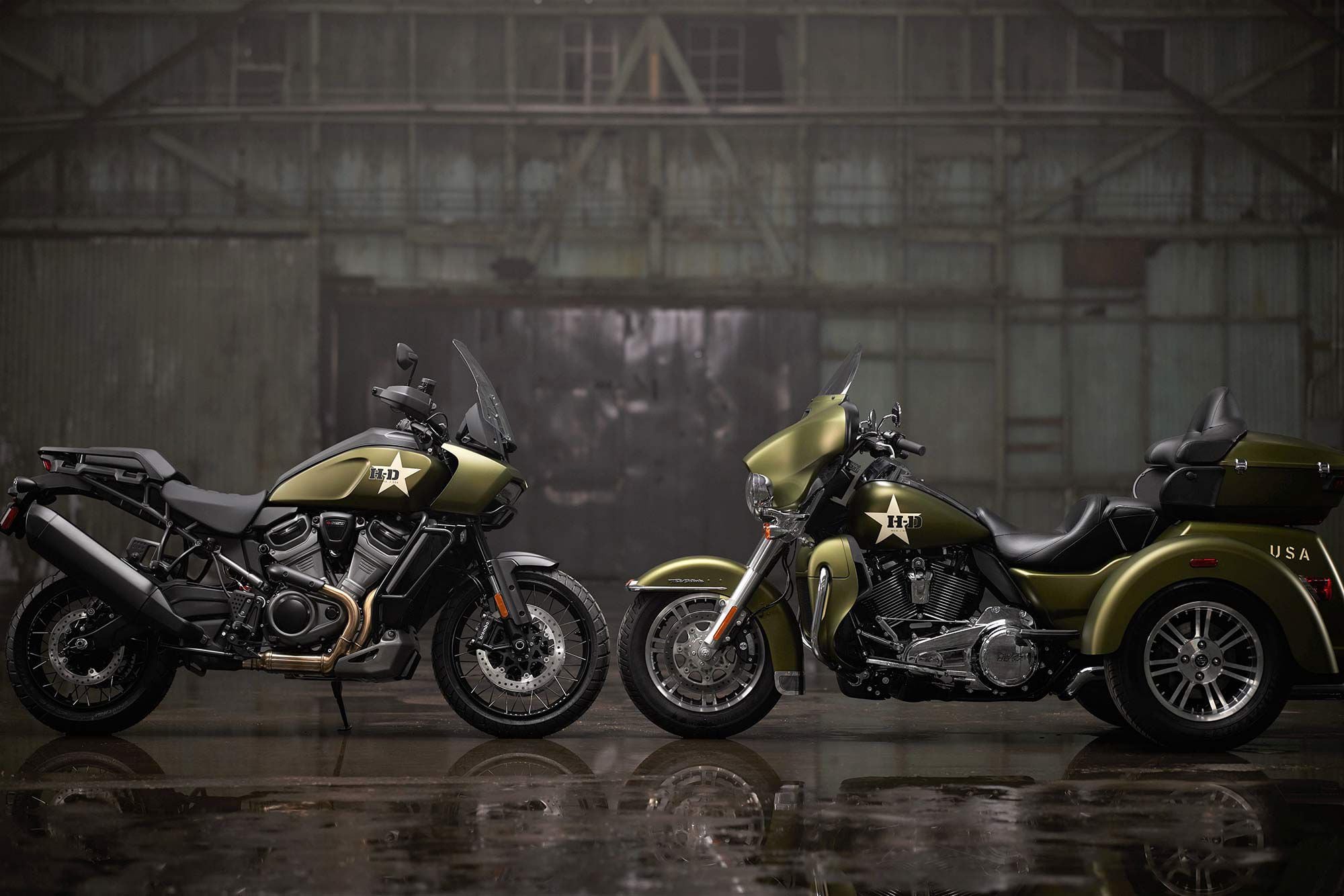 Harley-Davidson launches its 2022 G.I. Enthusiast Collection with two military-look models, the Pan America 1250 Special G.I. and the Tri Glide Ultra G.I., both meant to honor the members of H-D’s riding community who have or continue to serve in the US armed forces.