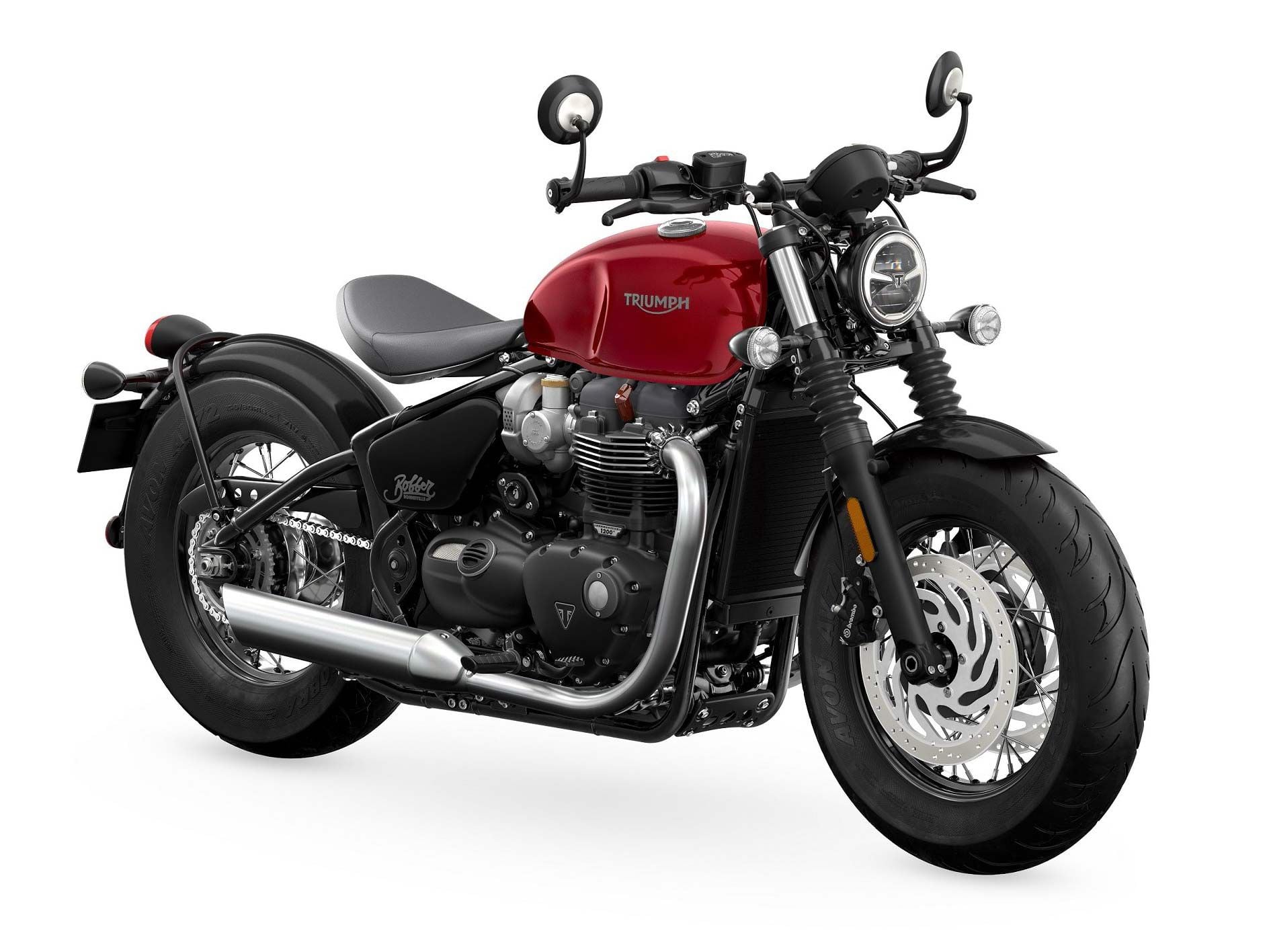 The 2023 Bonneville Bobber receives a new Red Hopper colorway this year.