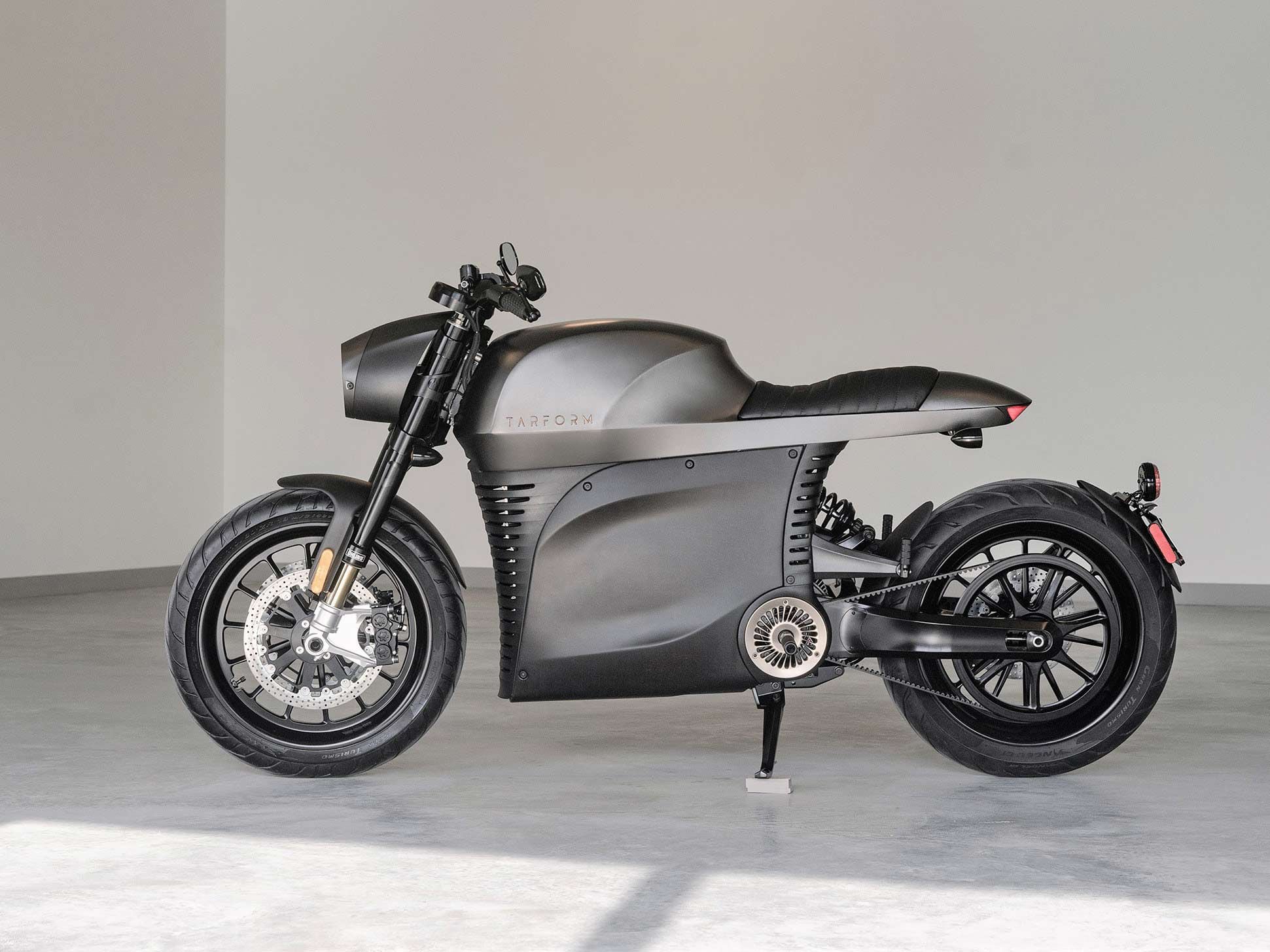 Tarform Motorcycles is delivering its first run of production models to customers. Shown is the Tarform Luna Founder Edition.