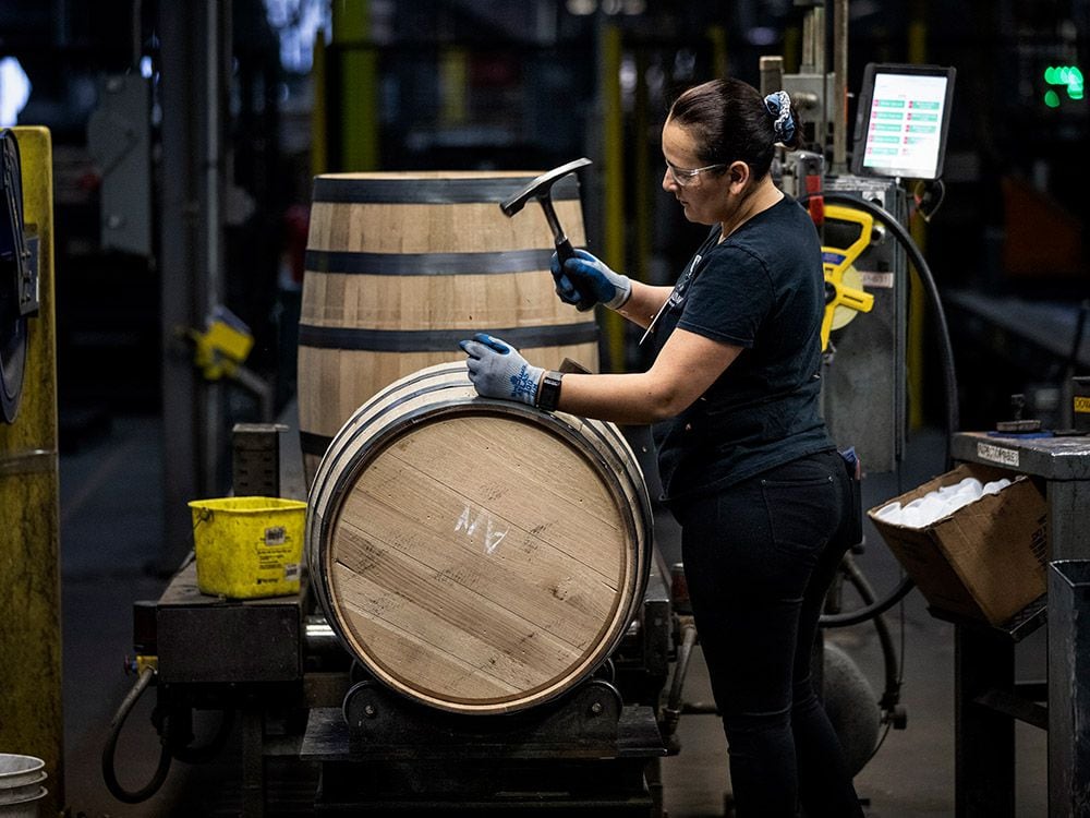 Putting together Jack Daniel’s white oak barrels is a form of artwork in its own right; no glue or nails are used in their sturdy construction.
