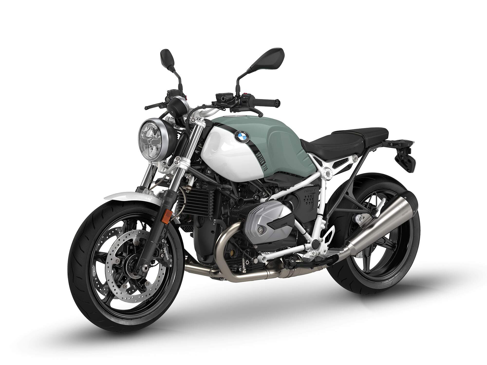 The 2023 R nineT Pure also returns unchanged and is still the lowest priced in the R nineT series. Here it is in Option 719 Underground/Light White.