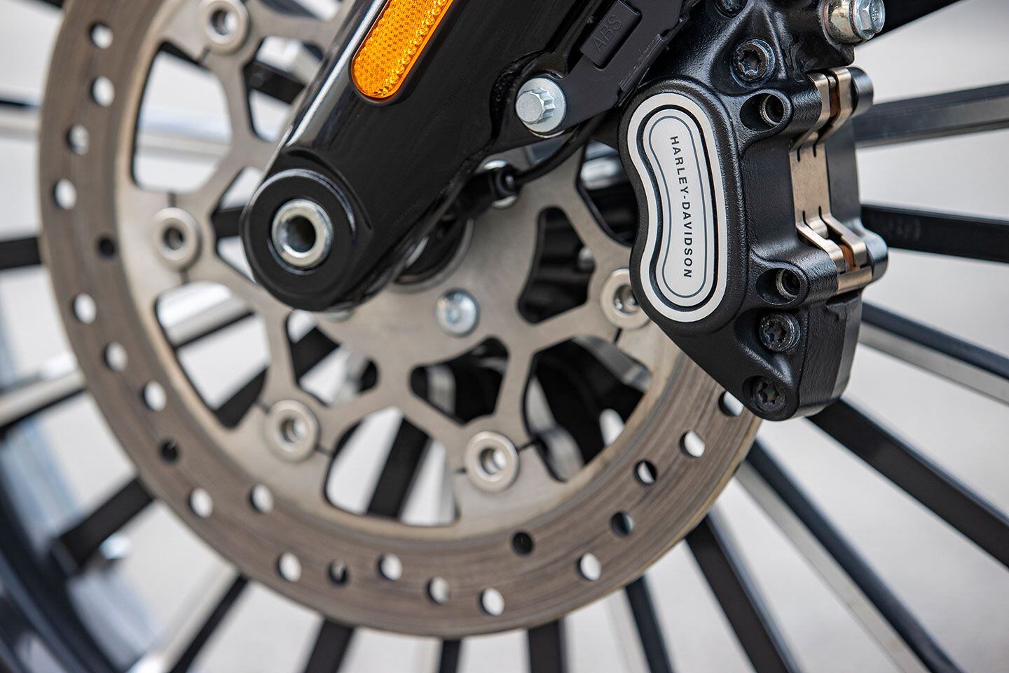 Up front, the Breakout uses a conventionally mounted four-piston caliper and 300mm disc.