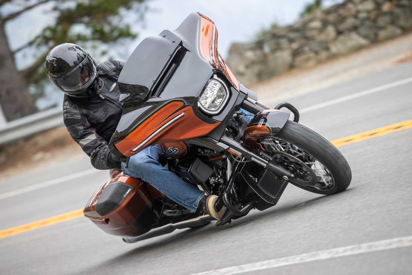 Available lean angle is essentially the same as on previous touring models.