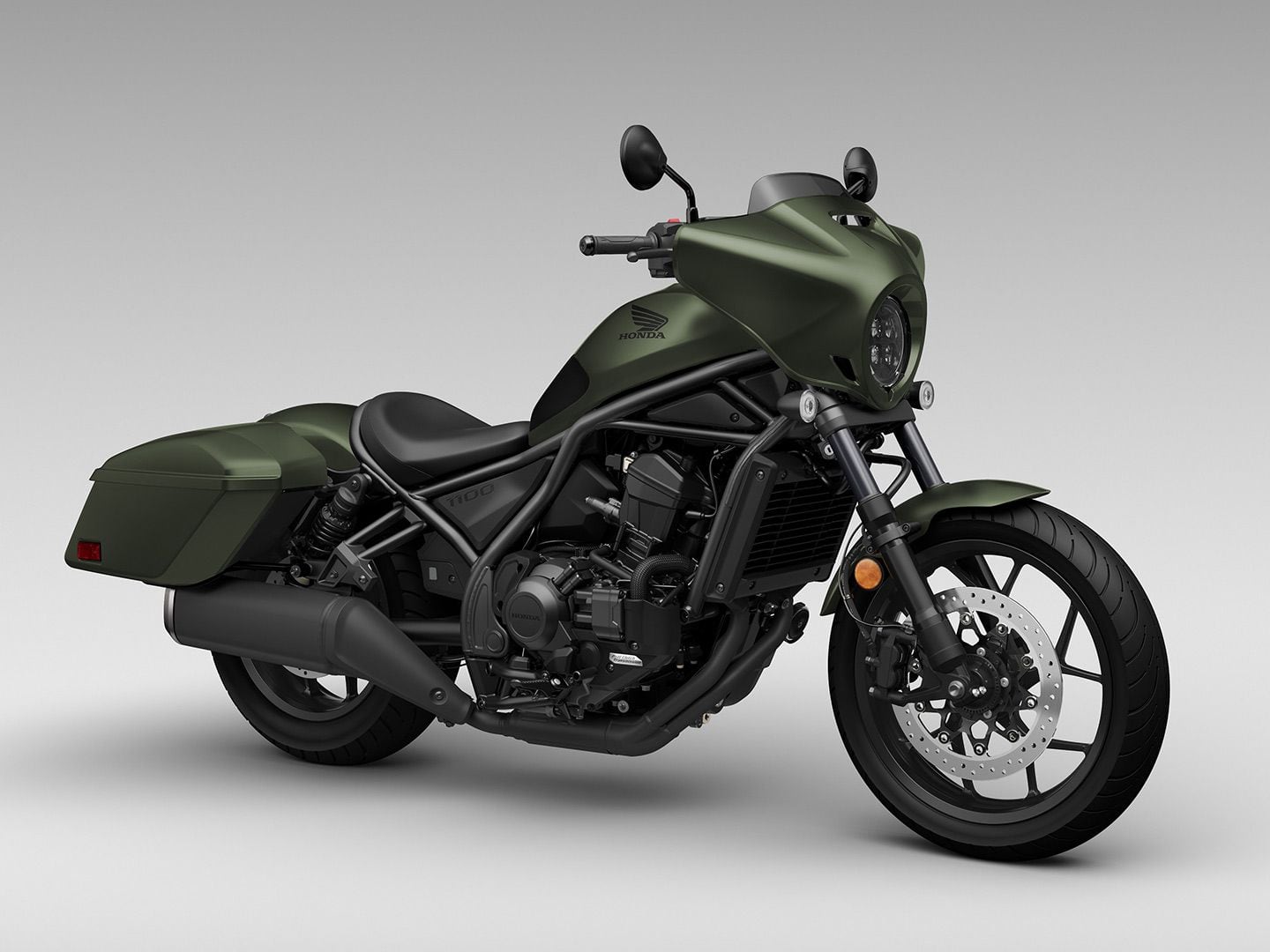 For 2024, Honda is bringing back the Rebel 1100T touring cruiser unchanged, save for this new matte green color. Prices start at $10,699.