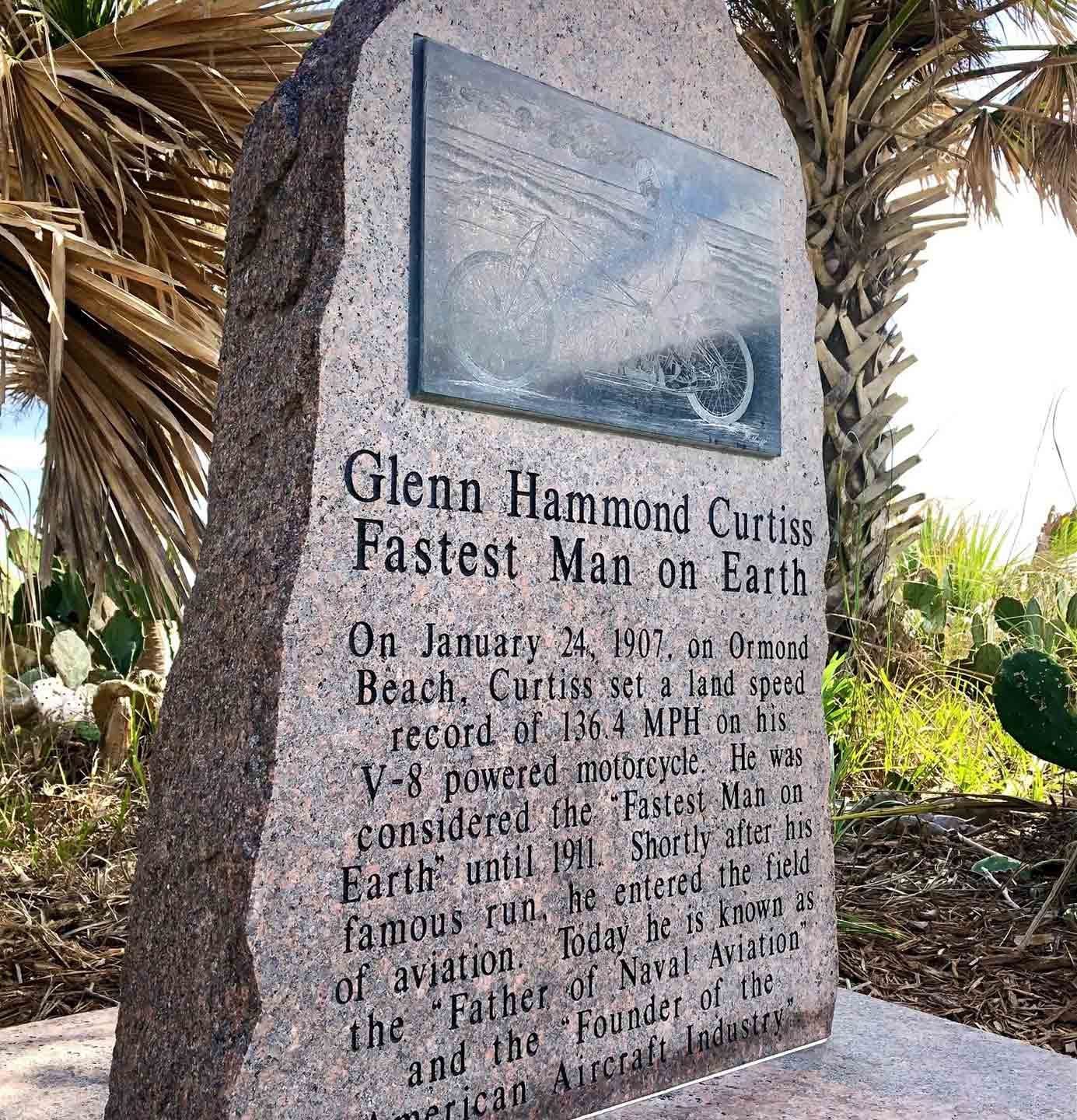 Another fascinating (but brief) getaway is the Birthplace of Speed Park, just north of Daytona Beach on A1A. One of the markers pays tribute to Glenn Curtiss, who set a speed record here on a V-8 motorcycle.