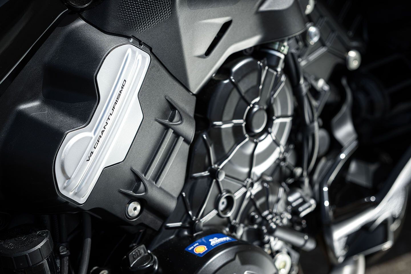 The Granturismo V-4 is 11 pounds lighter than the V-twin in the previous model.
