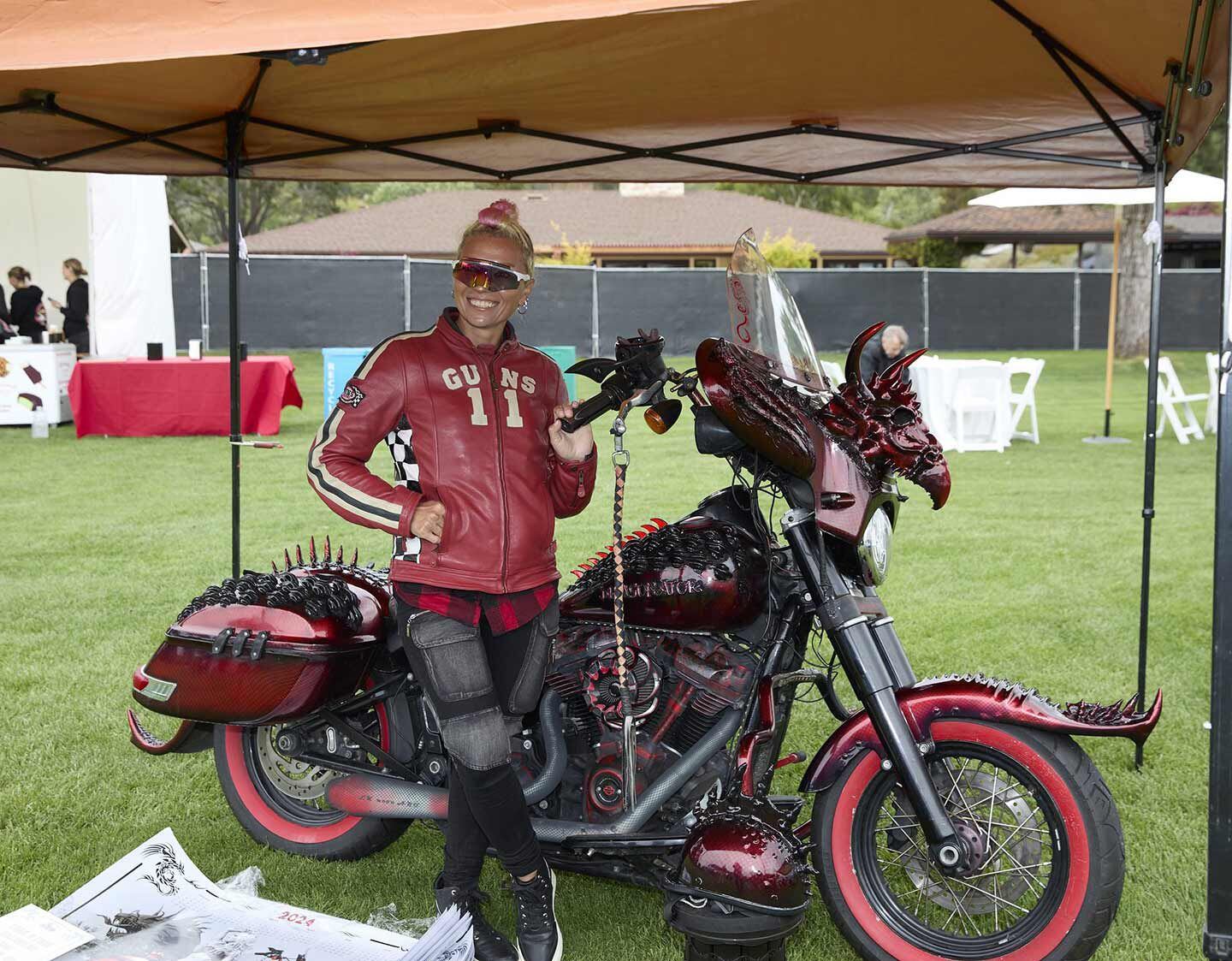 Lily Key showed up with her fiberglass-modified Harley Softail called 