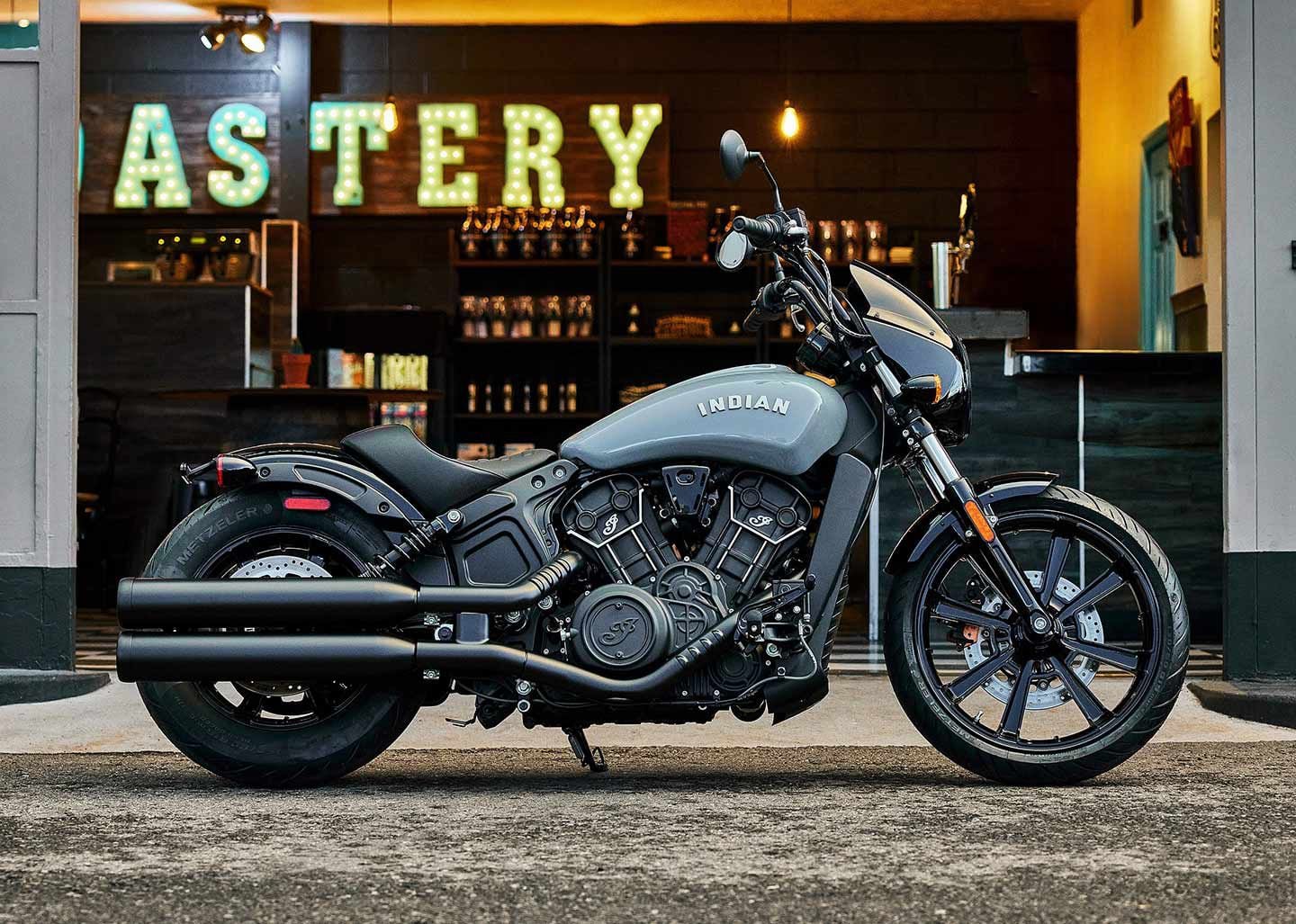 By now you know the formula; all the other “Sixty” models run with the same smaller-displacement 999cc V-twin found in the Scout Sixty. No surprise, the Scout Rogue Sixty is also unchanged for 2024, and the base-model Rogue Sixty will empty your wallet of $11,249 (same as last year)—if you get it in Black Metallic (add $900 for ABS). Or opt for the higher-priced Storm Gray or Spirit Blue Smoke colors.