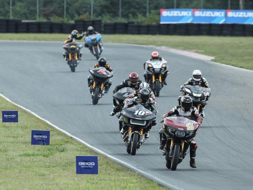 Indian/S&S Cycle/Mission Foods rider Tyler O’Hara led most of the race (and the overall standings) at the King of the Baggers round in Brainerd, Minnesota, last month.