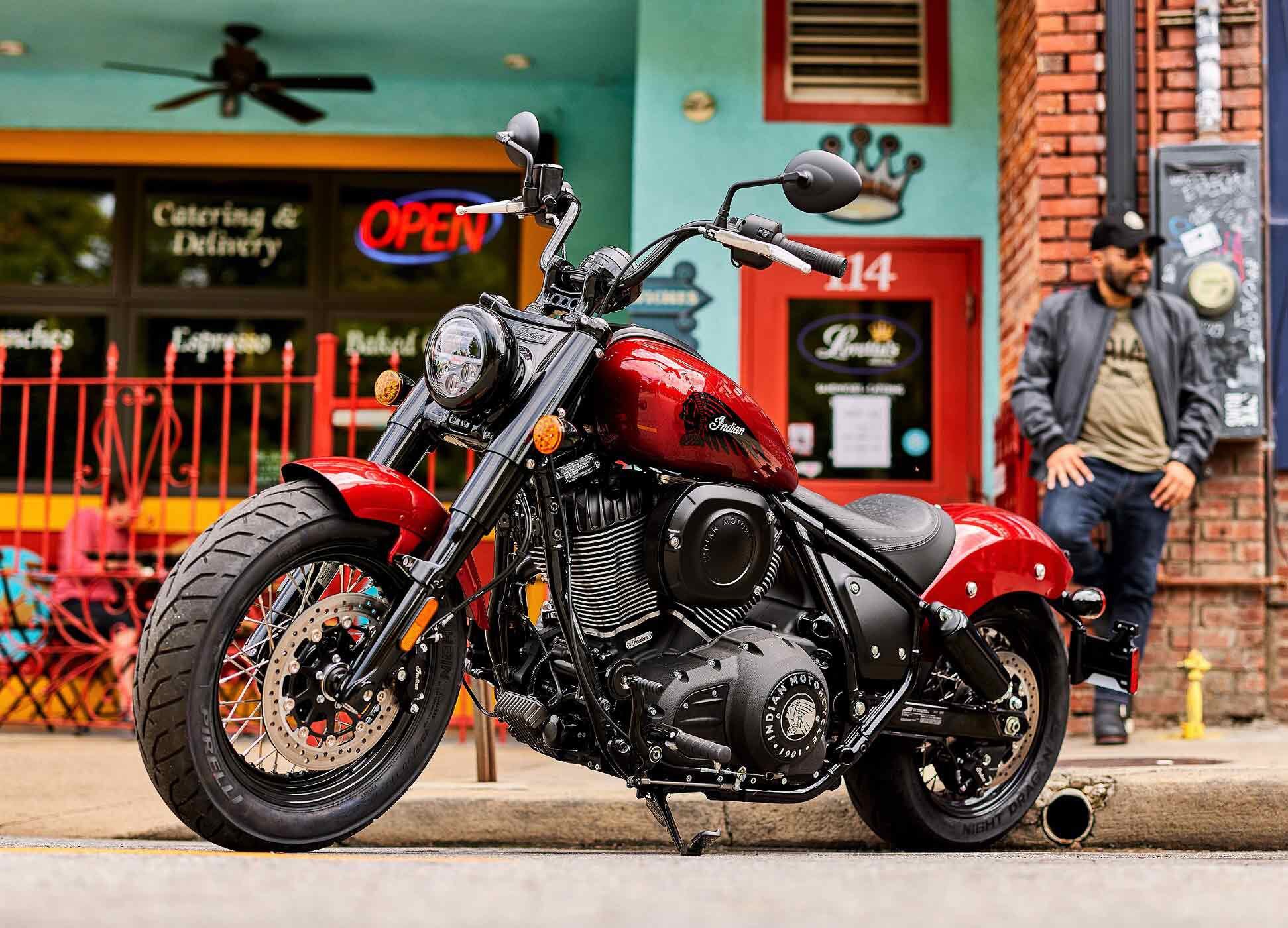 Buyers get the smaller-displacement 1,811cc Thunderstroke V-twin on the Chief Bobber as well as a regular analog speedometer and no standard ABS, so the one thing new for 2023 is the improved slipper clutch. In Black Metallic, the Chief Bobber will empty your wallet of $16,499 (add $900 for ABS), and is also available in the new Stryker Red Metallic for $17,899 including ABS.