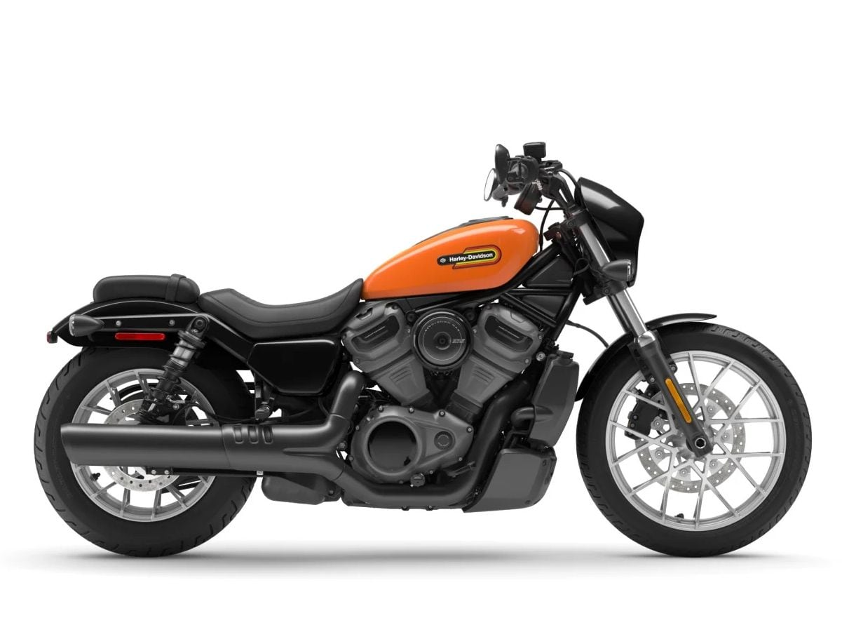 The 2024 Nightster Special rolls with the smaller 975T Revolution Max engine. This Baja Orange color adds $450 to the $13,499 price.