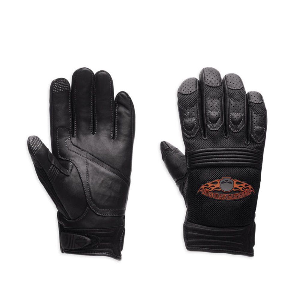 H-D Burning Skull Tech Gloves | Motorcycle Cruiser