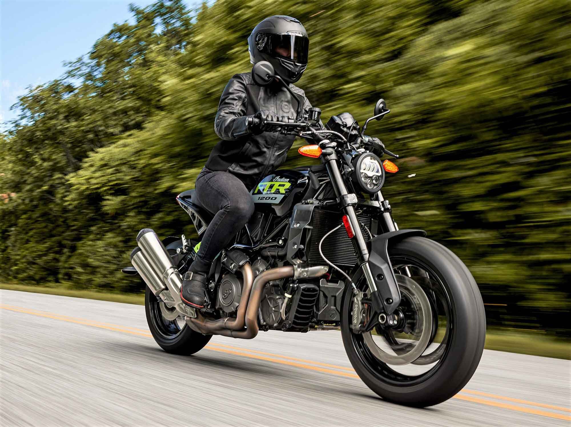 The base-model FTR returns for 2023 essentially unchanged, though it does receive the same refinements to the brake, clutch, and muffler as the other bikes.