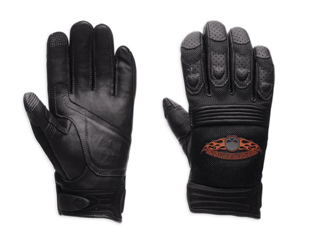 H-D Burning Skull Tech Gloves | Motorcycle Cruiser