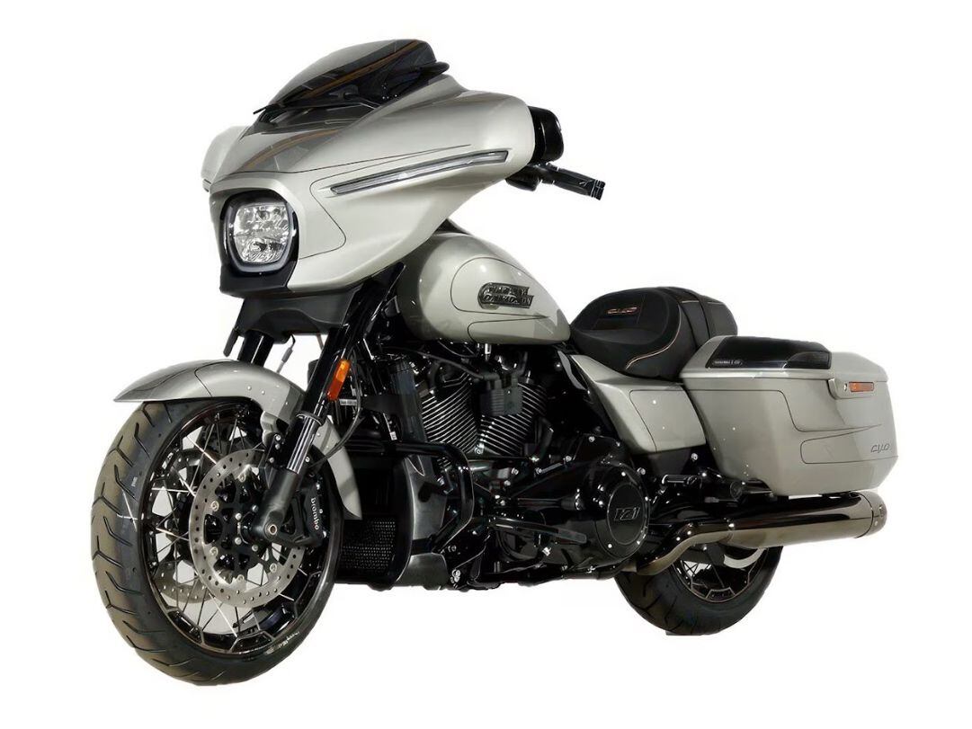 The next-gen CVO Street Glide as seen from the left side, in this Australia certification image.