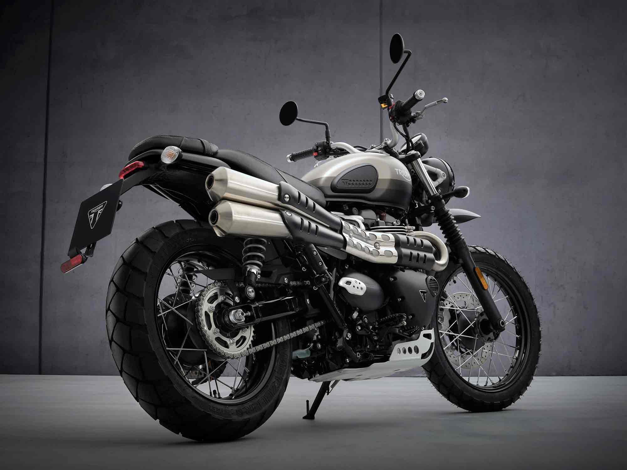 The new 2022 Street Scrambler is a limited-edition model with added premium accessories as standard. That includes the aluminum skid plate, dedicated paint scheme, a high-mount front fender, and more.