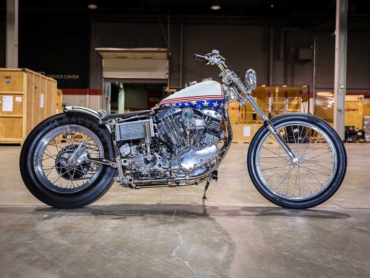 Eric Bennett of <a href="https://www.hotbikeweb.com/bennetts-performance-is-go-to-for-harley-davidson-horsepower">Bennett's Performance Inc.</a> is no stranger to custom Harley builds, and he brought all his skill to bear with a wicked 1977 Harley-Davidson custom sporting the front water-cooled engine out of the twin-engined Jammer Streamliner that raced across the Bonneville Salt Flats in 1978, setting the AMA record at 276.376 mph in the process. Pretty friggin' cool.