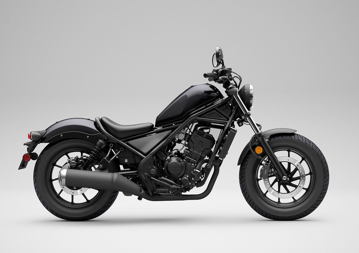 The 2024 Honda Rebel 300 in Pearl Black. MSRP is $4,849 for the base non-ABS model.