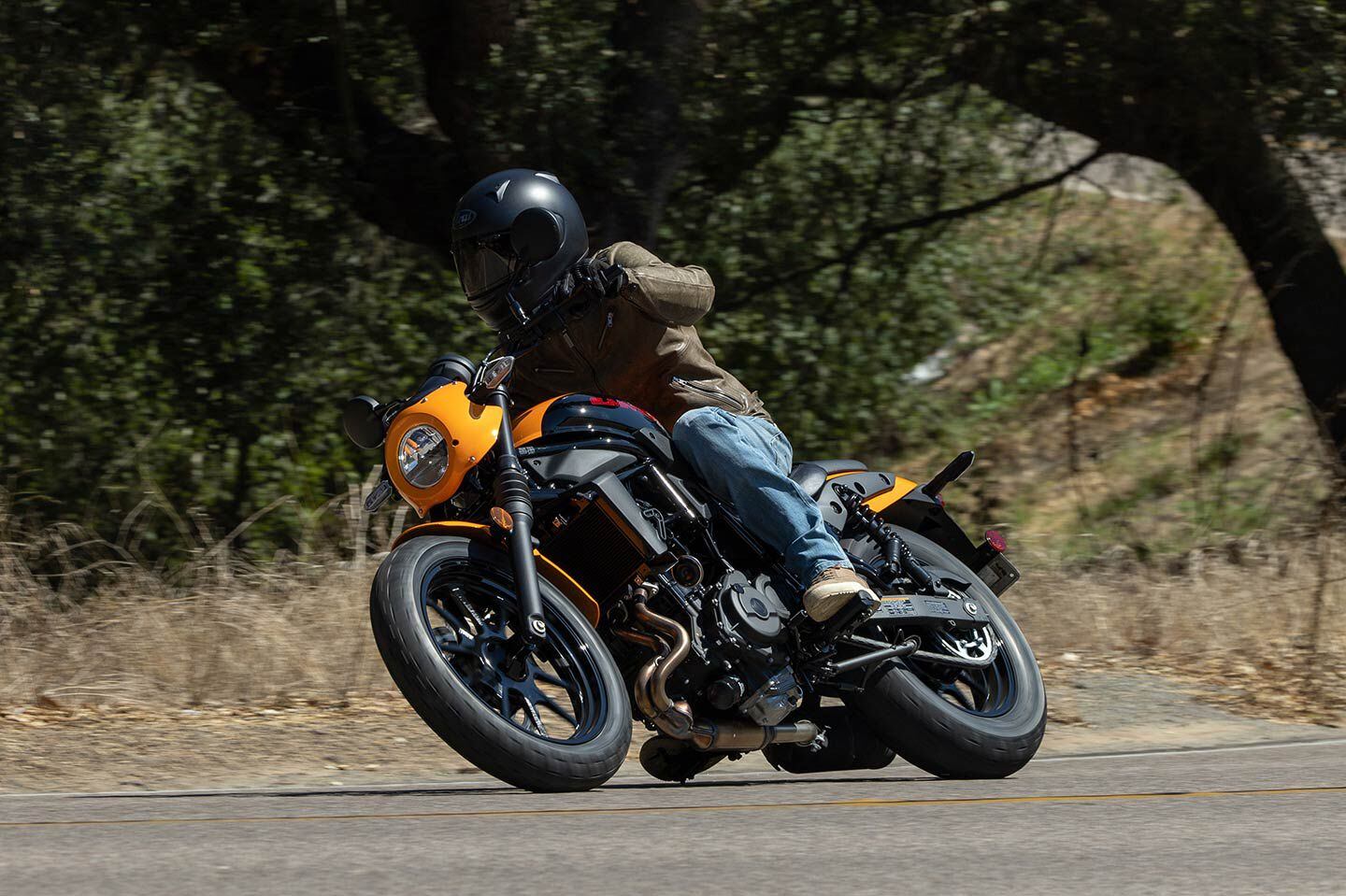 As sporty as the Eliminator is on canyon roads, its low ground clearance can hold it back if ridden too aggressively.