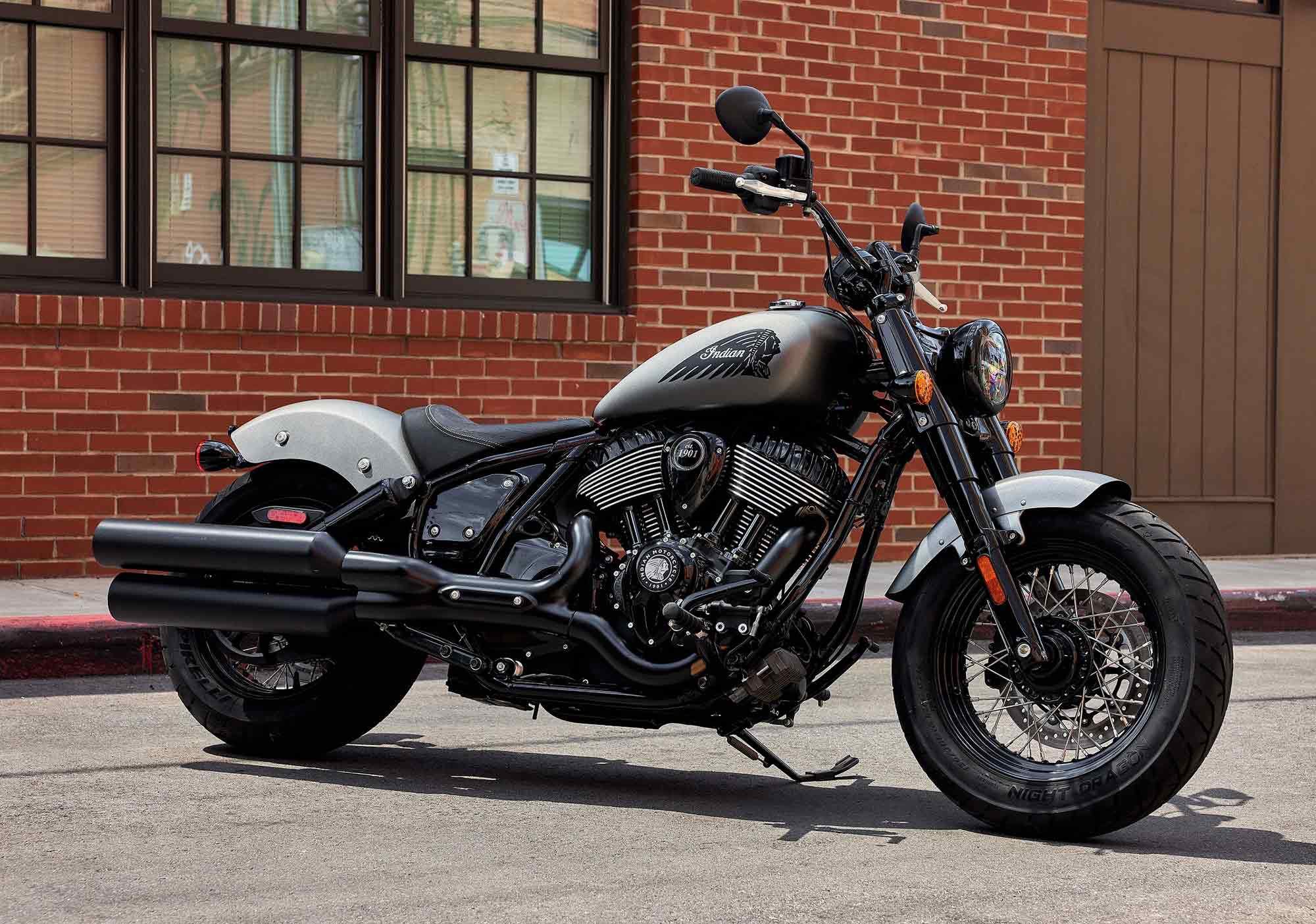 The more premium Chief Bobber Dark Horse rolls with the Thunderstroke 116 V-twin and 4-inch touchscreen as well as standard ABS, so it also gets a few more tweaks for 2023. Like all the Chiefs, it’ll receive the upgraded slipper clutch, but because it has the touchscreen, owners can now connect their Ride Command account to the bike. Prices for the Bobber Dark Horse start at $19,499 and go up to $20,499 for Copper Smoke.