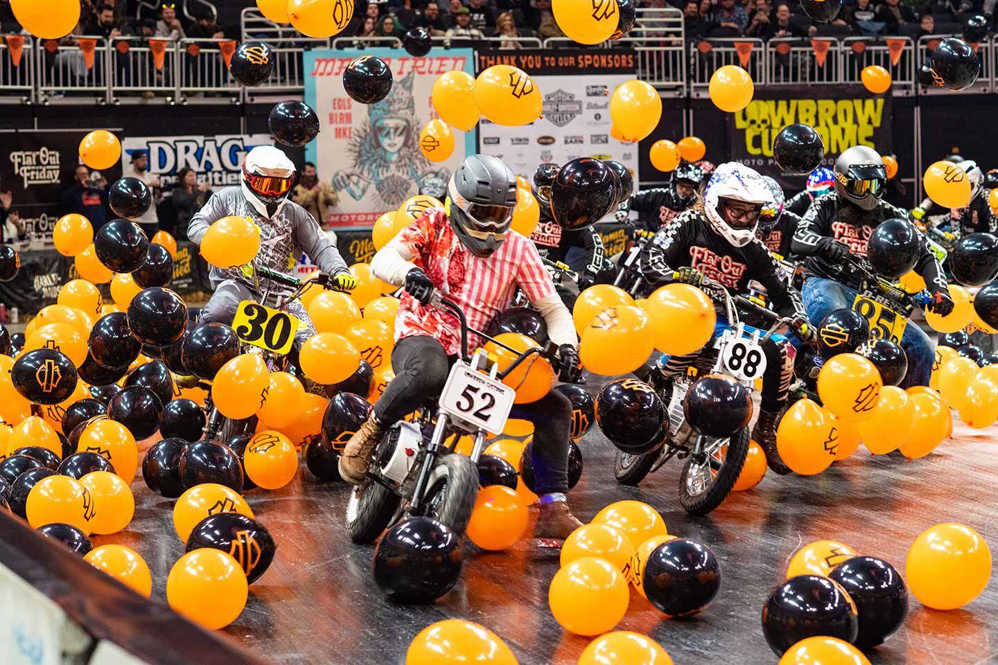 The toughest obstacle in motorsports: balloons on the track.