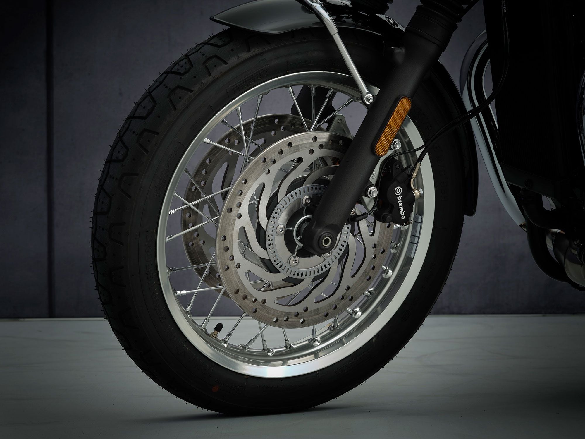 The twin discs are unchanged, but new Brembo calipers improve stopping performance.