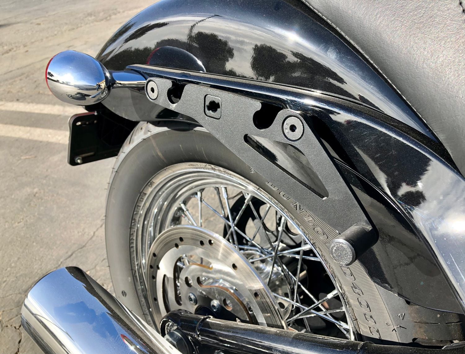 Simple, clean, and unobtrusive—this mounting bracket is all you see when the bag is off the bike.