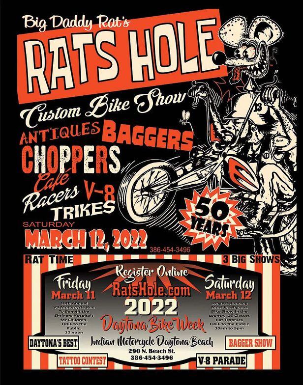 Vintage Enduro Motorcycle Iron On Transfer by Rat's Hole Rats Daytona Beach 