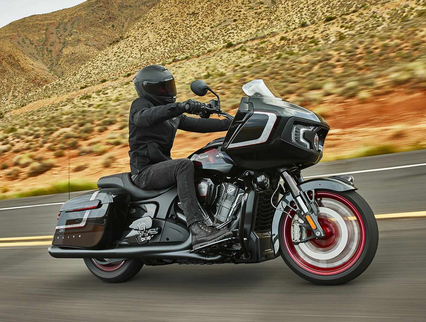 Indian rolls out the upgraded 2024 Challenger Elite bagger featuring new Charcoal Candy/Candy Black paint and a completely redesigned audio system.