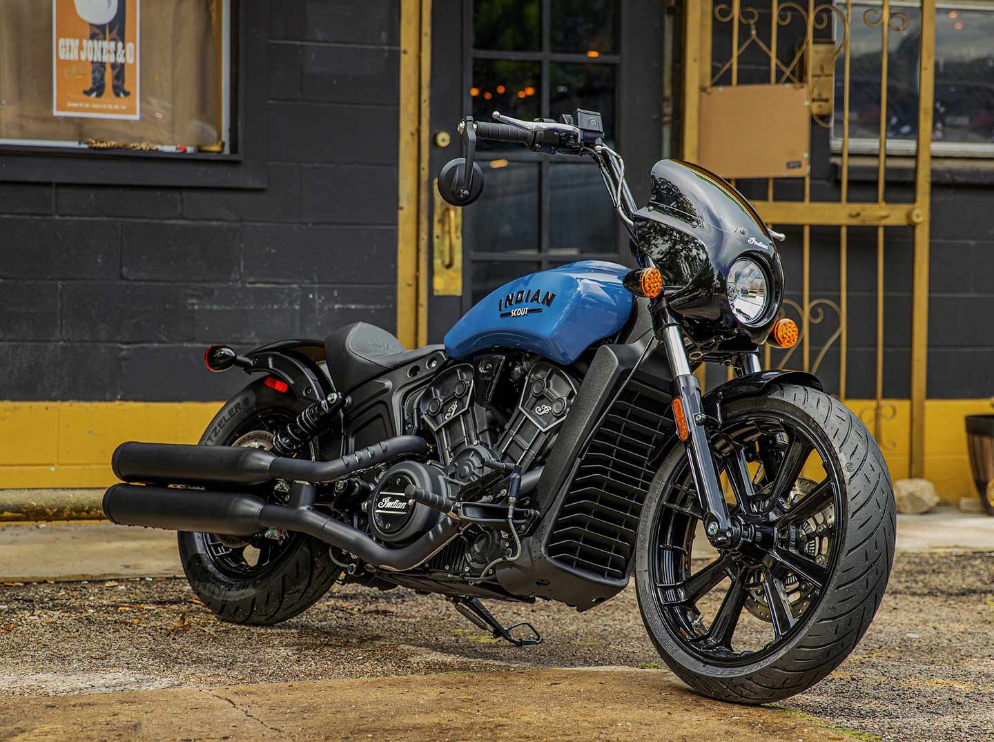 More in-your-face than its standard Scout counterpart, the 1,133cc Scout Rogue nevertheless runs with the same foundation down below. It's the combination of 19-inch front wheel, mini-ape handlebars, blacked-out parts, and quarter fairing that makes it stand out in the group, and all those features are unchanged for 2024. The base-model Rogue starts at $12,749 in black without ABS. Other colors include the high-end Copper Metallic, Black Smoke, Sagebrush Smoke, Storm Blue (pictured), Black Azure Crystal, and Stealth Gray.