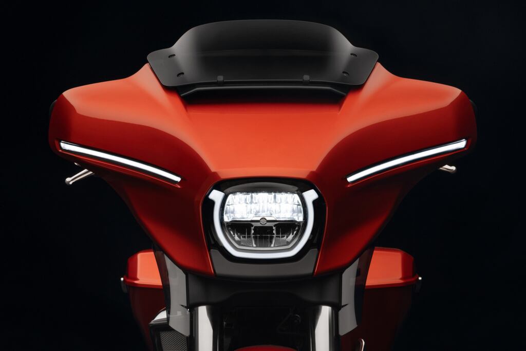 The new-look batwing fairing features integrated running lights and turn signals.