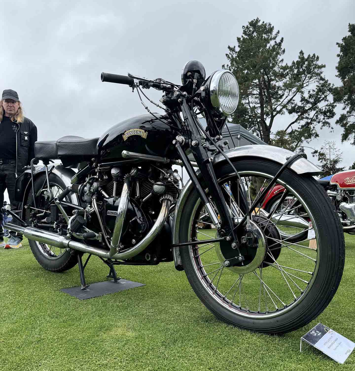 There were a slew of vintage 1950s Vincents entered in the British class, but none of them took first place.