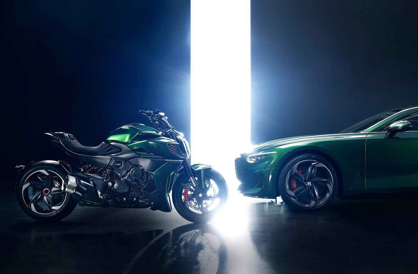 The car isn't street legal in the US, so forget about adding that to the stable; the Diavel For Bentley, however, can be had for $70,000 and up.