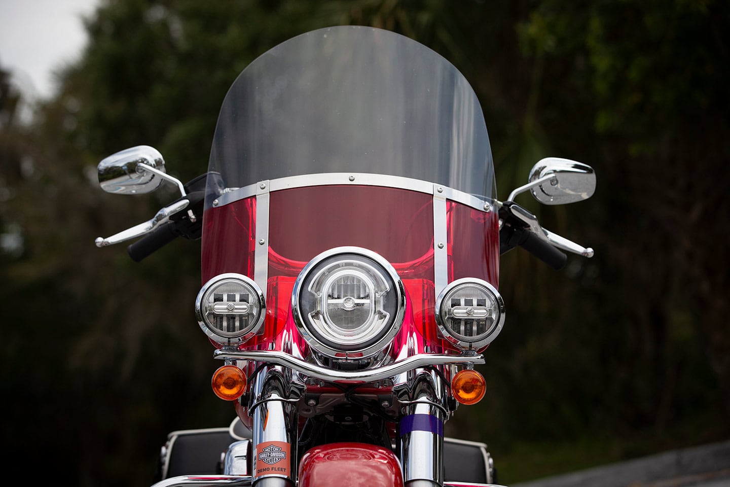 The Hydra-Glide Revival's color-matched shield is about 2 inches taller than the stock Heritage unit, but is similarly detachable.