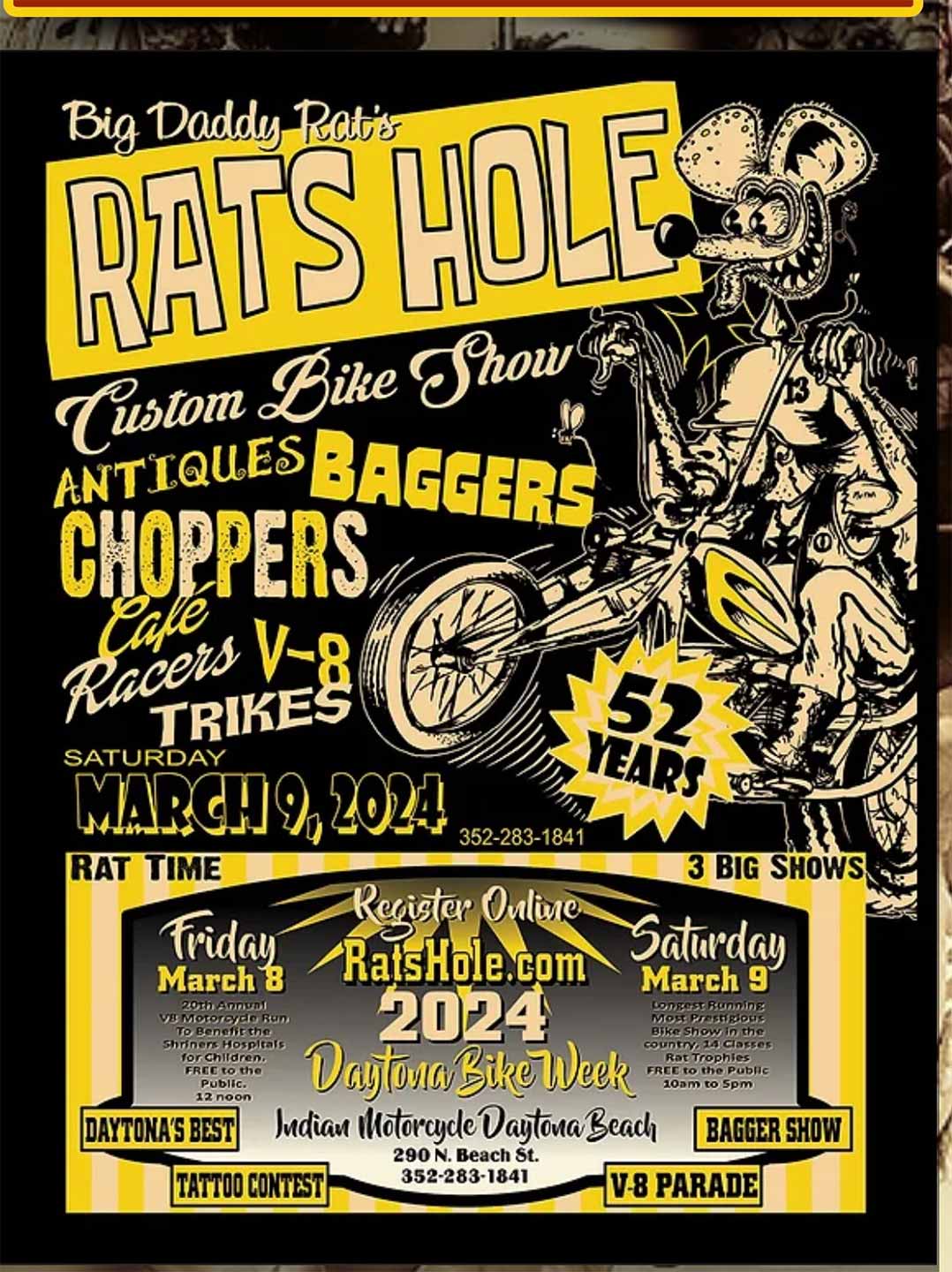 Super bummed to have missed the annual Rat's Hole custom show at the Daytona Indian dealership this year, but we understand it was a doozy.