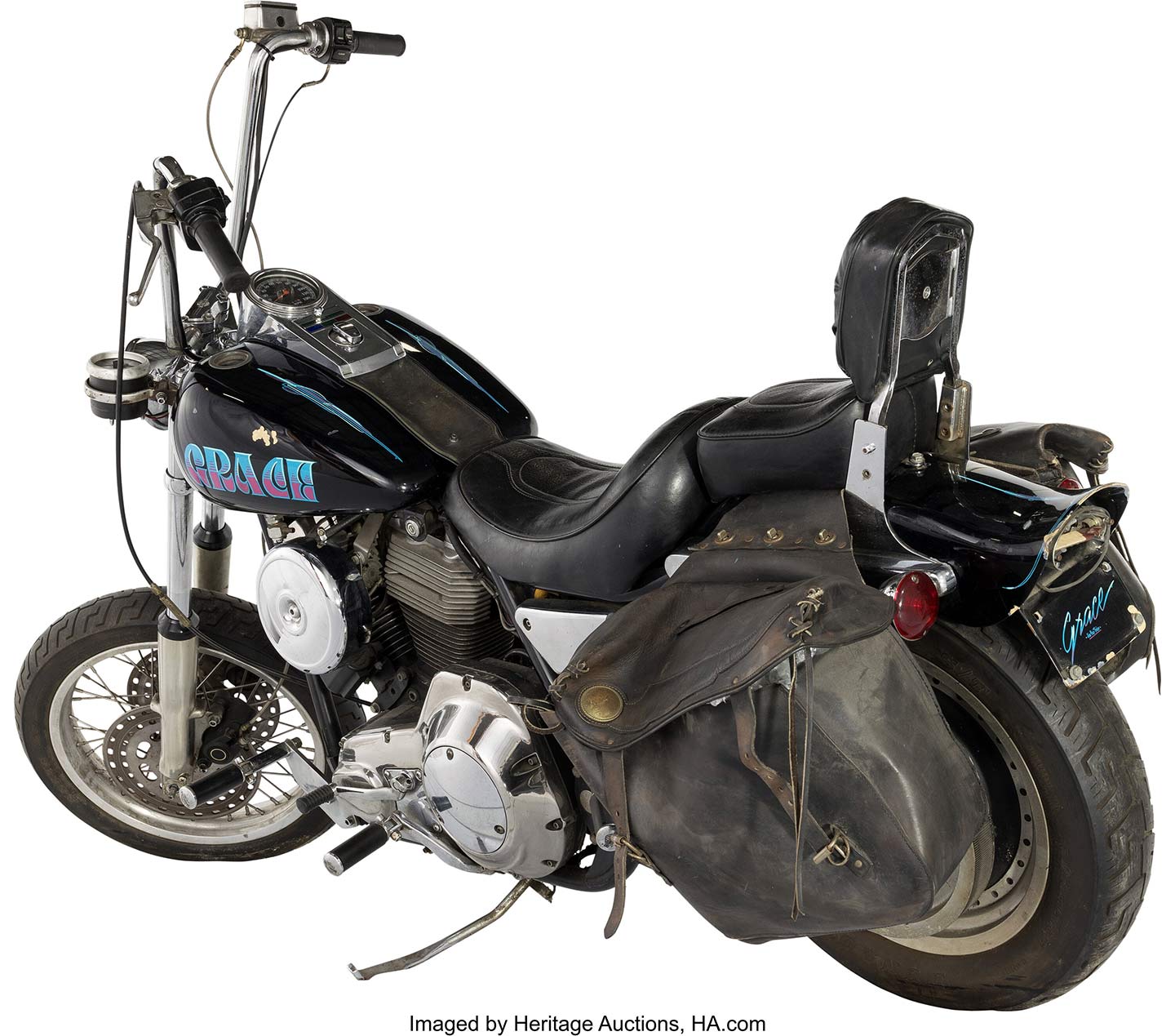 Saddlebags looked to be filled with plastic or Bubble Wrap, but maybe, just maybe, there are movie treasures?