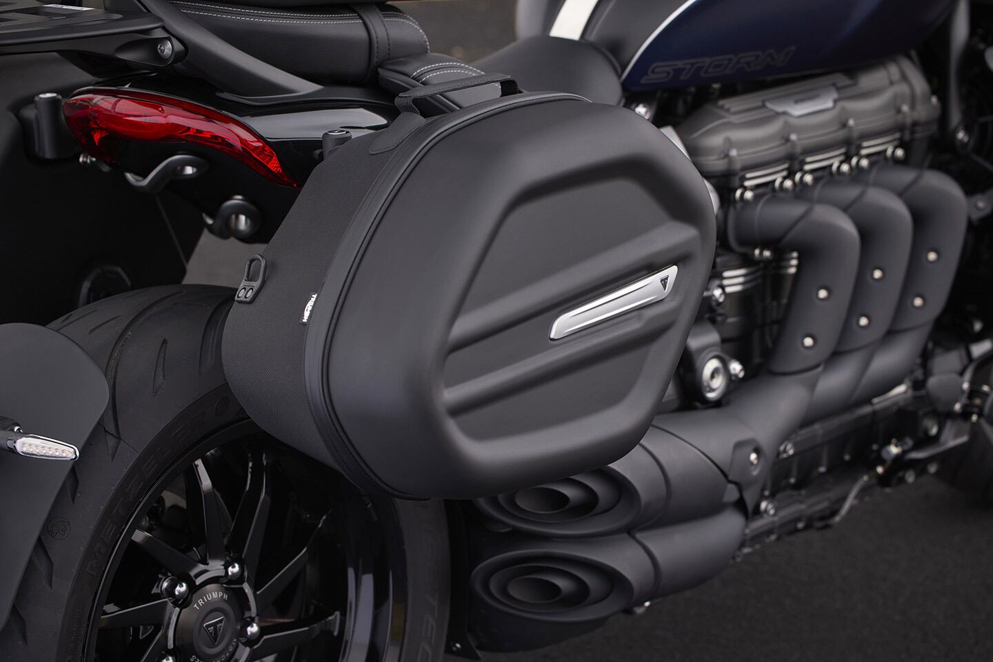 Triumph says you'll be able to choose from over 50 accessories for the Storm models, including things like luggage.