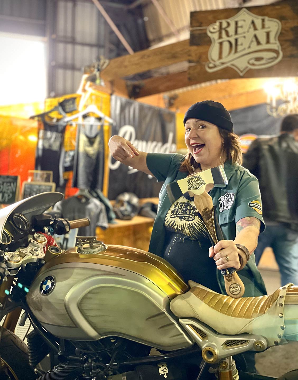 Theresa Contreras was really digging her axe-shaped Female Builder award.