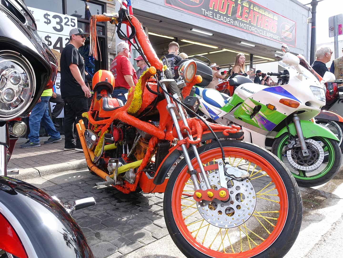 An octopus slithers into a Harley repair shop and...