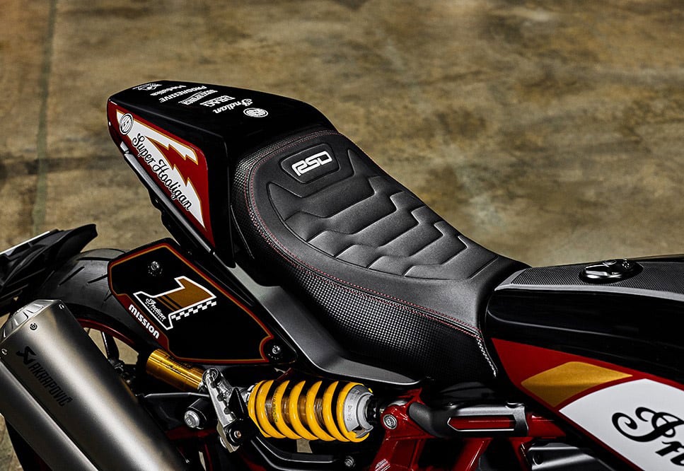 From what we can tell, this is the same seat as on the FTR x 100% bike, though here it's surrounded by RSD and race sponsor logos.