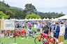Classic motorcycles parked on lawn at Quail MotoFest