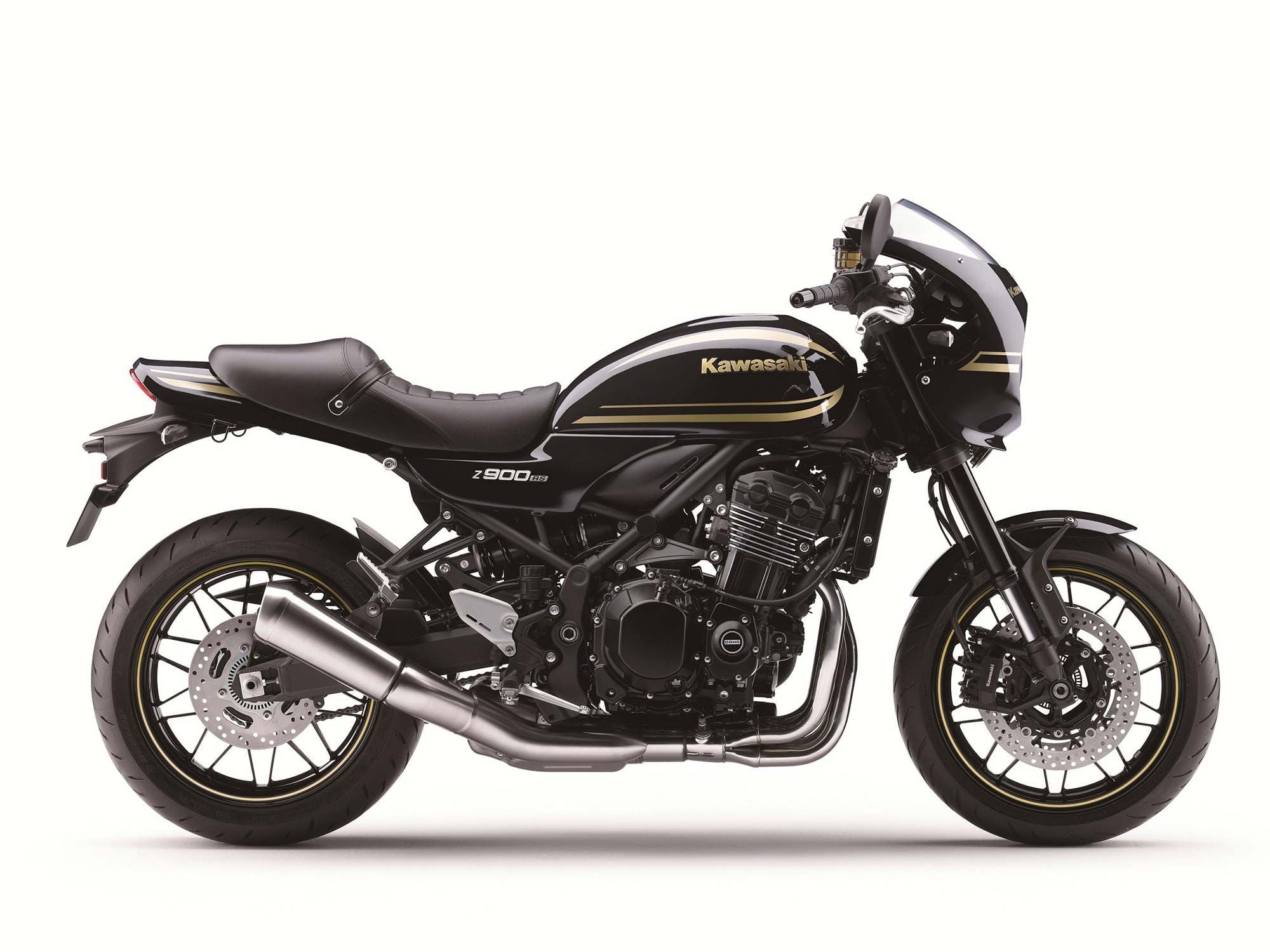 The Z900RS Cafe adds sleek bodywork, a different seat and bars, and unique graphics on the tank, but is otherwise mechanically the same.