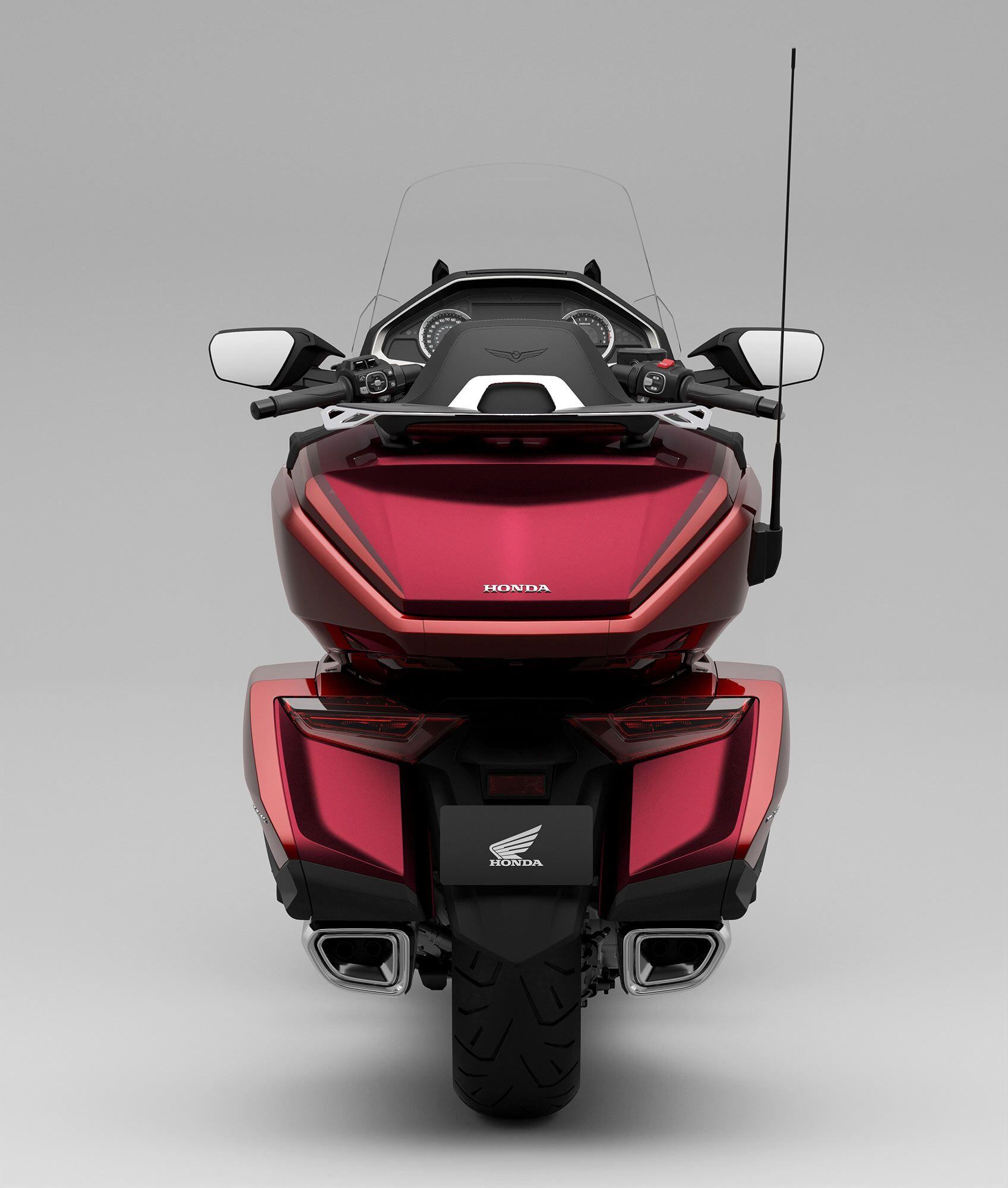 The top trunk on Gold Wing Tour versions was updated in 2021 to provide 61 liters of capacity, the trunk is said to be able to fit two XXL helmets.